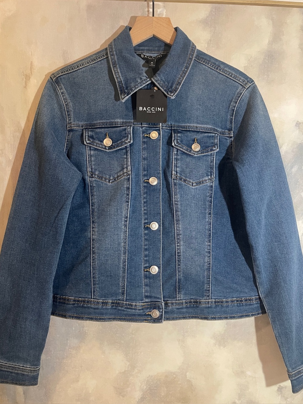 🍂 NEW BACCINI COTTON BLUE MEDIUM WASH DENIM JACKET NWT🍂
